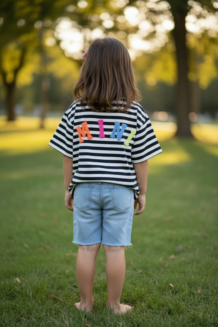 T-SHIRT RAYE BLEU