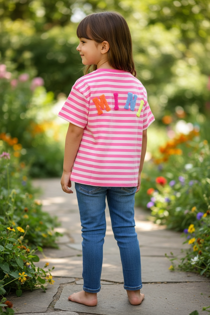 T-SHIRT RAYE ROSE