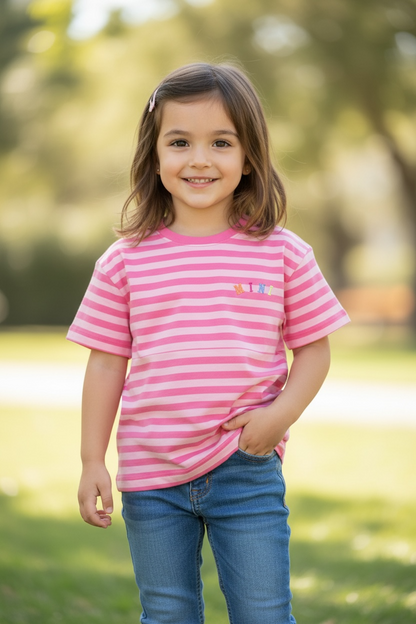 T-SHIRT RAYE ROSE