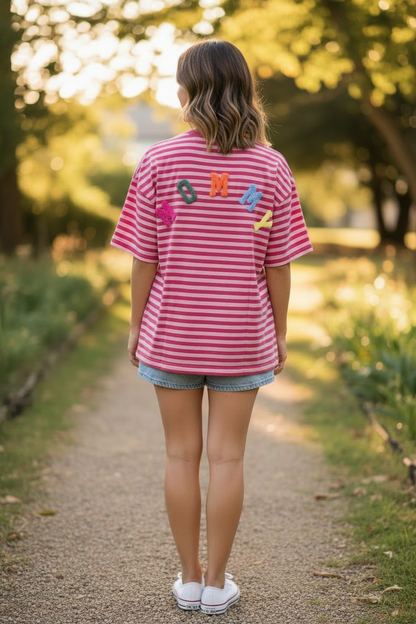 T-SHIRT RAYE ROSE